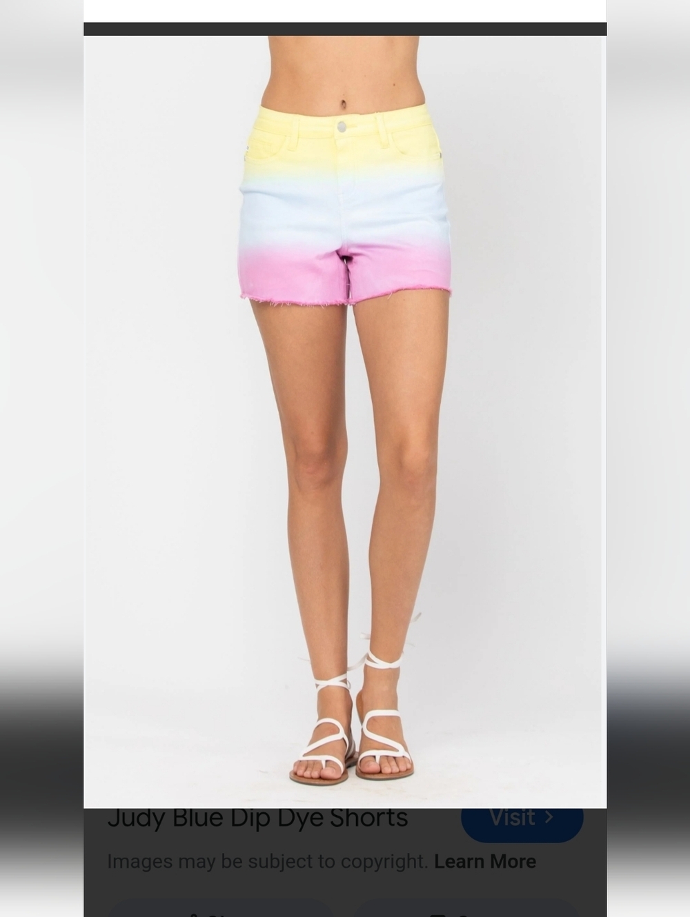 Judy Blue Pastel Rainbow Ombre High-Waisted Denim Shorts - Raw Hem - Picture 4 of 8